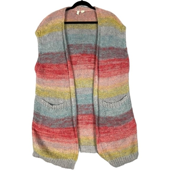 Anthropologie MOTH Rinda Rainbow Duster Cardigan Mohair Long Vest - Sz XS/S - Picture 1 of 11